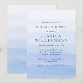 Invitación Ombre Gradiente Dip Dye Blue Bridal Shower