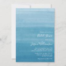 Ombre Gradiente Dip Dye Ocean Blue Bridal Shower