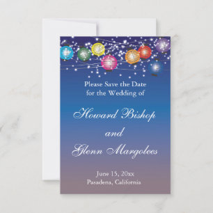 Invitación Ombre Luces de Linterna Arcoíris Boda Guardar la F