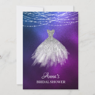 Invitación *~* Ombre Purpurina Ducha de novia vestido vestido