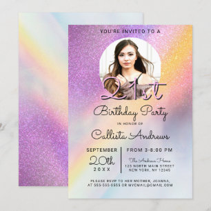 Invitación Ombre, Purpurina holográfico arcoiris