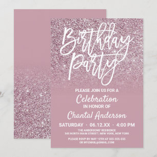 Invitación Ombre Purpurina rosado dorado Rosa polvoriento Cum