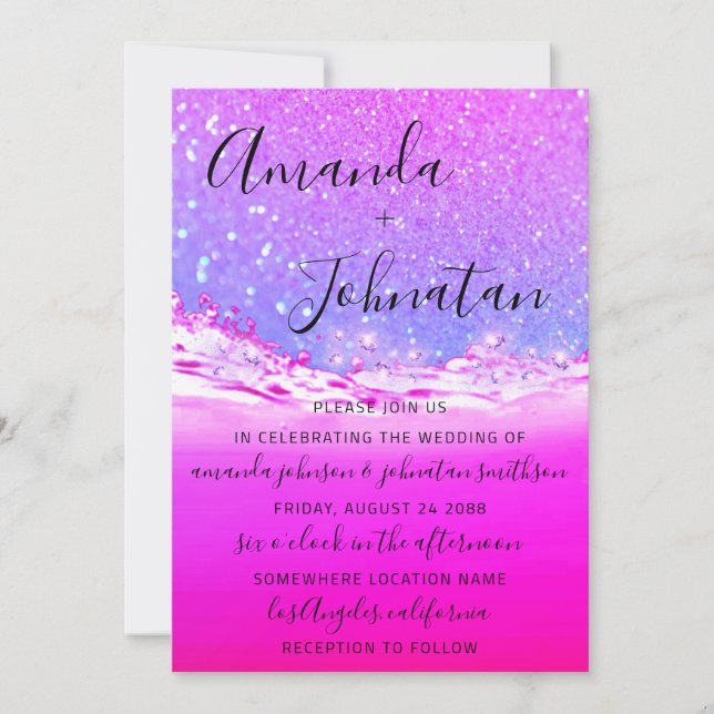 Invitación Ombre rosa de Aloha Aloha Spark boda (Anverso)