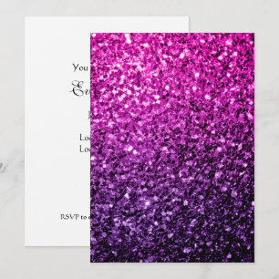 Invitación Ombre rosa púrpura brillo falso destellos Personal