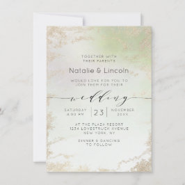 Invitación Ombre Spring Green Relieve metalizado dorado Frost