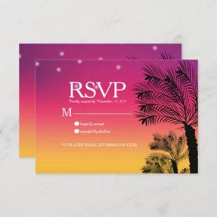 Invitación Ombre Sunset Beach Tropical Palm Trees Boda