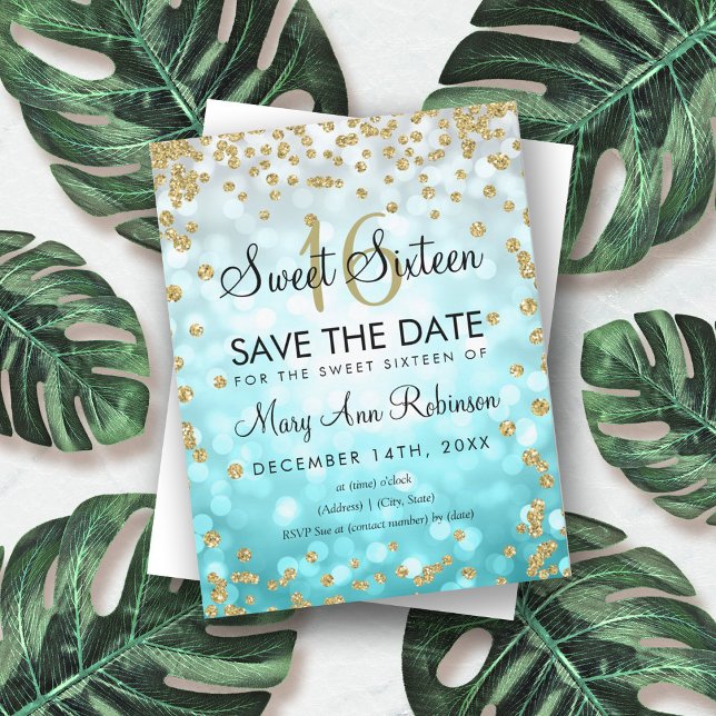 Invitación Ombre Verde azulado Ombre Sweet 16 Salven El Purpu (Subido por el creador)