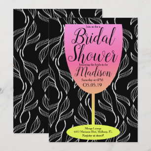 Invitación Ombre Vino Vidrio Botánico Saltos Ducha Bridal