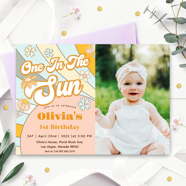 Invitación On In the Sun Rainbow 1er cumpleaños (Subido por el creador)