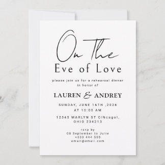 Invitación On the Eve of Love Rehearsal Dinner Invitation