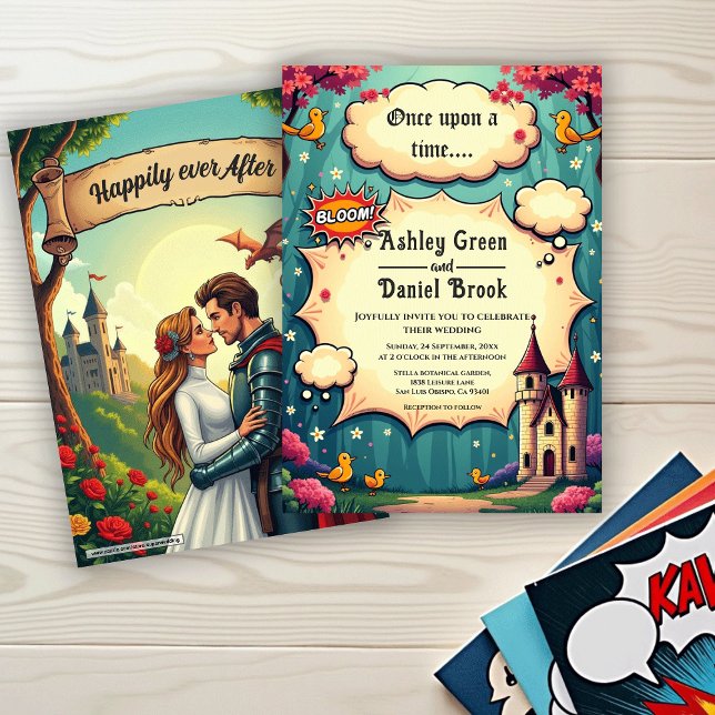 Invitación Once Upon A Time Woodland Castle Fairytale Wedding (Subido por el creador)