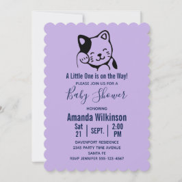 Invitación Onda de gato blanco y negro suave - Baby Shower