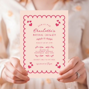 Invitación Onda Funky Ducha Bridal Escrita A Mano Ilustrada