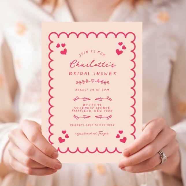 Invitación Onda Funky Ducha Bridal Escrita A Mano Ilustrada (Subido por el creador)
