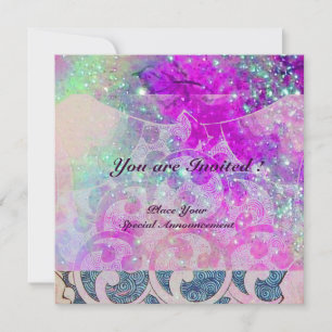 Invitación ONDAS ABSTRACTAS Azul, Morado Rosa Fiesta de Boda
