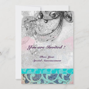 Invitación ONDAS ABSTRACTAS Turquesa, Negro Blanco Azul Boda