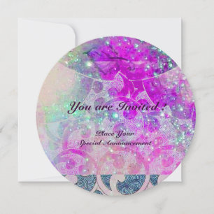 INVITACIÓN ONDAS AZULES VERDES ROSADAS PURPURA ABSTRACTAS EN