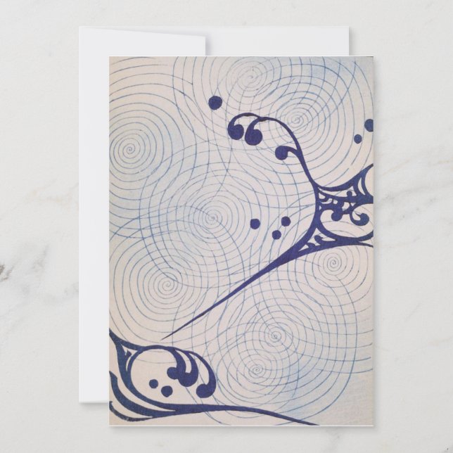 Invitación Ondas azules vintage Art Deco (Anverso)