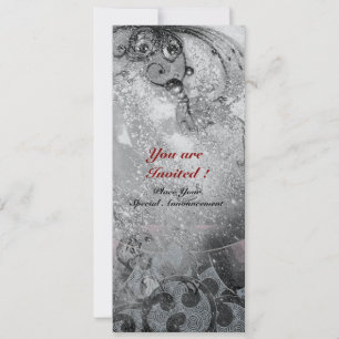 Invitación Ondas brillante plateado metálico negro blanco des