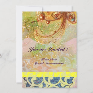 Invitación ONDAS , brillantes brillantes de color amarillo am