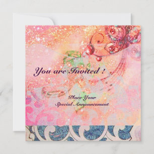 Invitación ONDAS , brillantes destellos rojos violeta azul ro