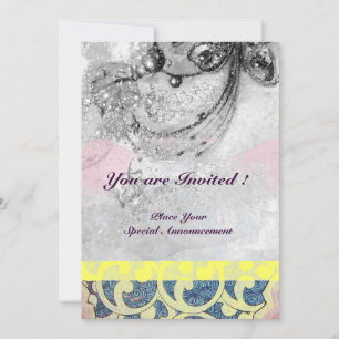 Invitación ONDAS brillantes negro y blanco azul amarillo dest