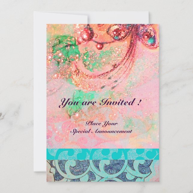 Invitación ONDAS, brillantes rojos verdes amarillos azules ro (Anverso)