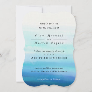 Invitación Ondas de color azul mínimo