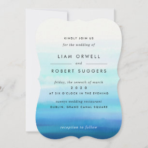 Invitación Ondas de color azul mínimo