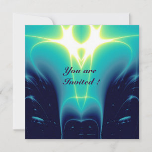 Invitación ONDAS DE LUZ, Azul Acuático, Turquesa, Blanco