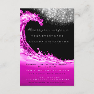 Invitación Ondas Rosa Fuchsia Bridal Shower Moderno Cumpleaño