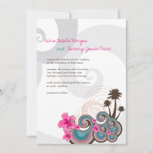 Invitación Ondas tropicales de Hibiscus rosa Boda de destino