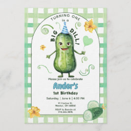 Invitación One Big Dill Pickle First Birthday Blue Invitation