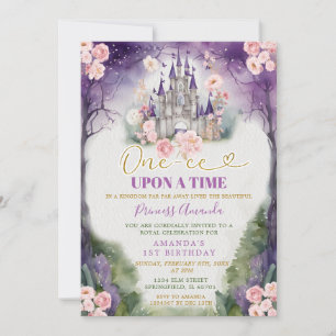 Invitación One-ce Upon A Time Purple Castle 1er cumpleaños