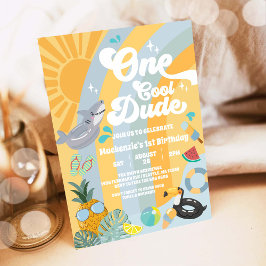 Invitación One Cool Dude Summer Party 1st Birthday Invitation