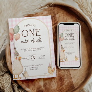 Invitación One Cute Chick Birthday This Chick is One