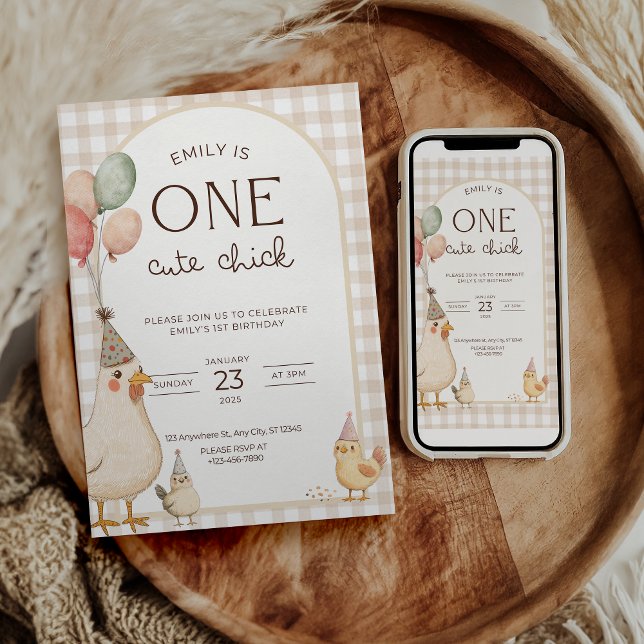 Invitación One Cute Chick Birthday This Chick is One (Subido por el creador)