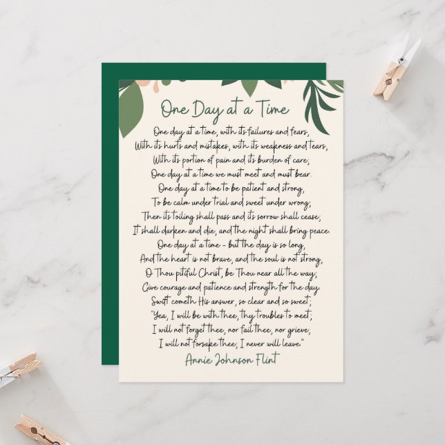 Invitación One Day At A Time Annie Johnson Flint Postcard (Anverso/Reverso In Situ)