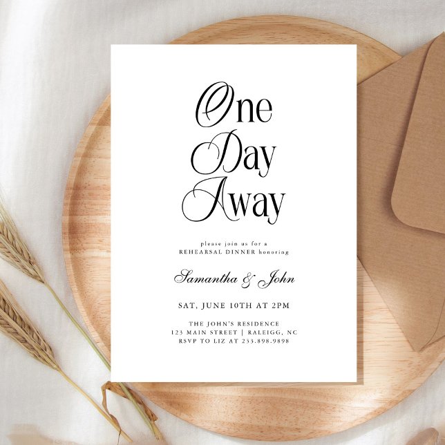 Invitación One Day Away Modern Chic Wedding Rehearsal Dinner (Subido por el creador)