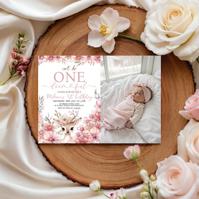 Invitación One-deer-ful Photo Birthday Invitation (Subido por el creador)