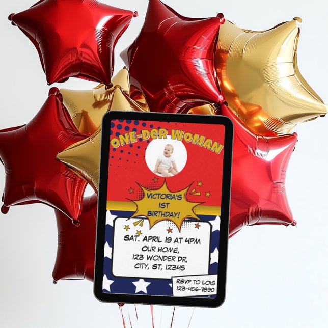 Invitación One-Der Woman, Superhero 1st Birthday  (Subido por el creador)