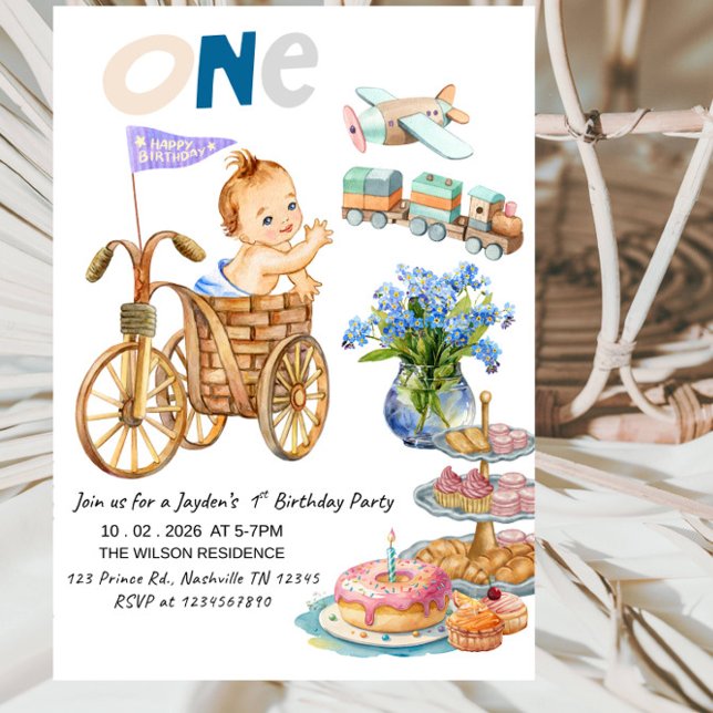 Invitación ONE- derful Boy 1st Birthday - Boy First Birthday (Subido por el creador)