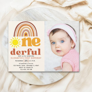 Invitación One - Derful Cute First Birthday with Boho Style