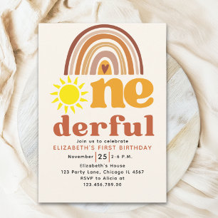 Invitación One - Derful Cute First Birthday with Boho Style