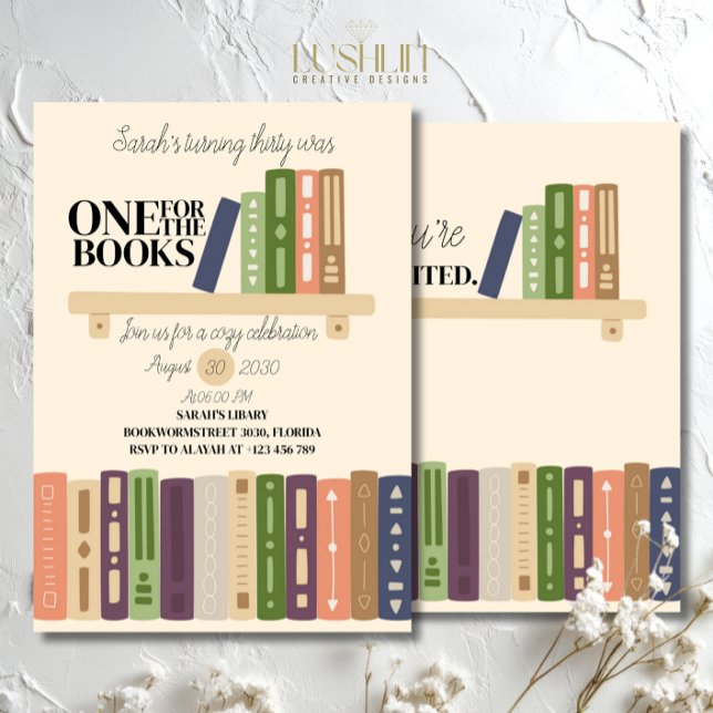 Invitación One for the Books Book Lover’s Thirtieth Birthday (Subido por el creador)