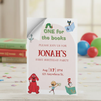 Invitación One for the books, First birthday invitation