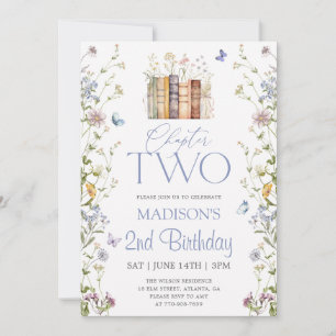Invitación One For The Books Floral Storybook Cumpleaños 2