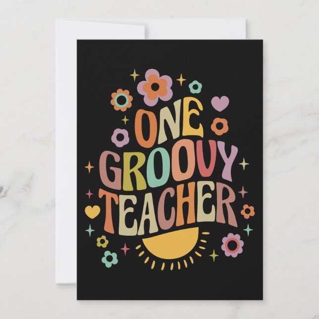 Invitación One groovy teacher (Anverso)