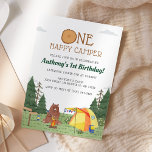 Invitación One Happy Camper 1st Birthday Camping Watercolor<br><div class="desc">One Happy Camper 1st Birthday Camping Watercolor Invitation.</div>