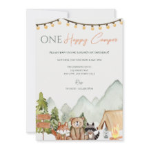 One Happy Camper 1st Birthday Party Invitation